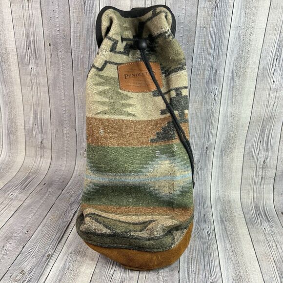 Pendleton Wool Drawstring Duffle Bucket Bag Aztec Southwestern Print Sling Pack - Picture 1 of 11